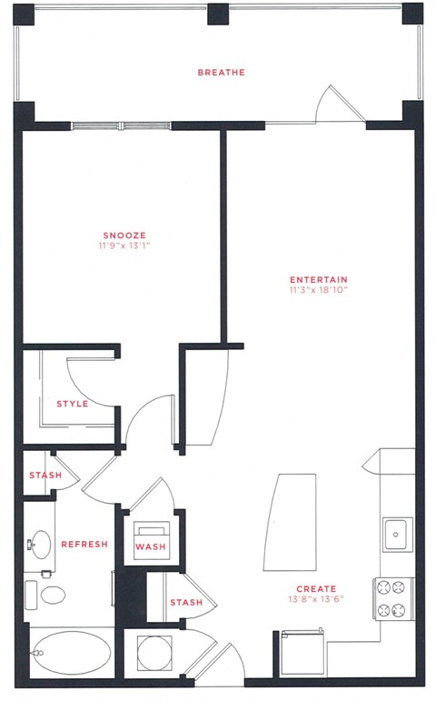 M South Apartments A2 Floor Plan